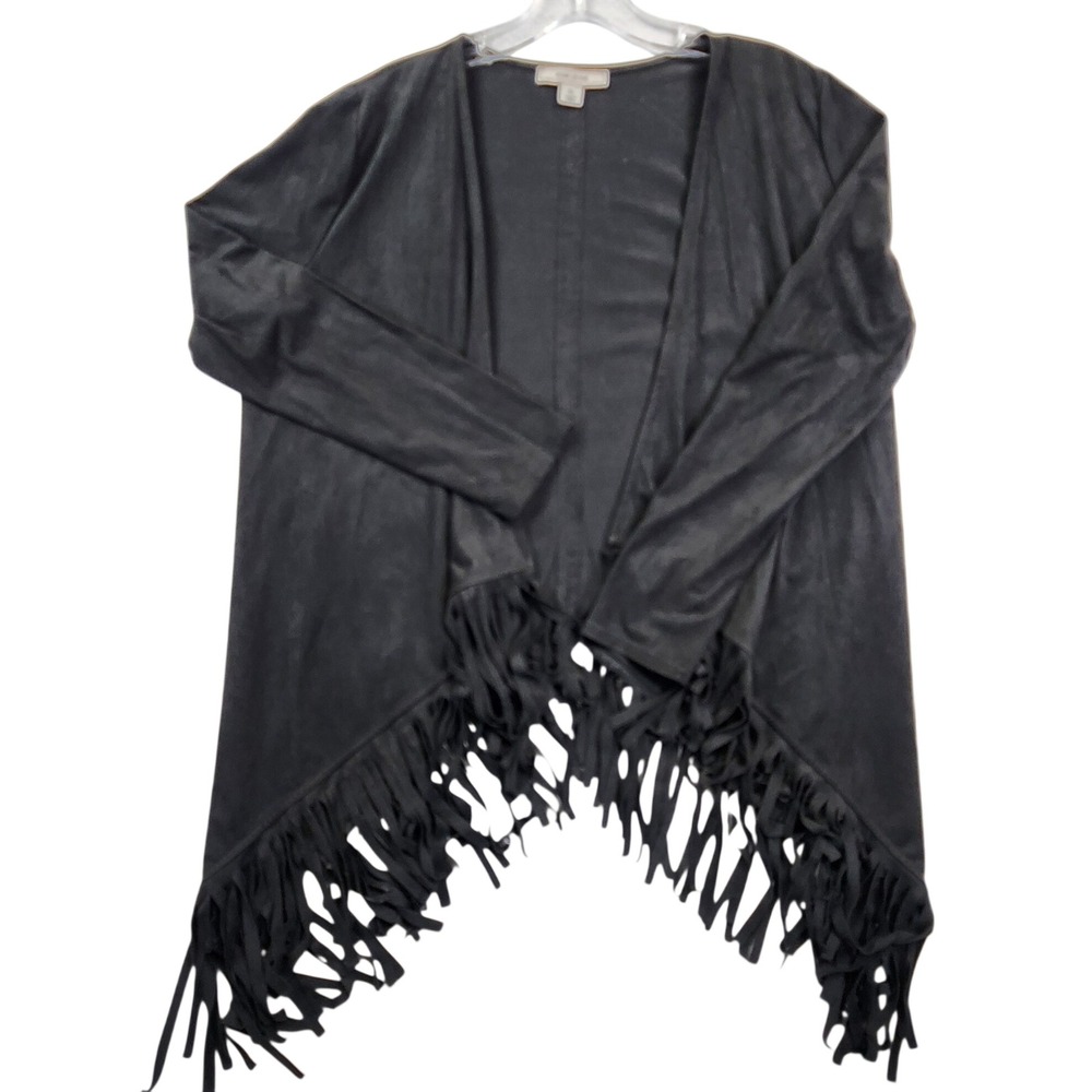 Adam Levine Black Faux Suede Fringe Cover-up Western Boho Festival XL Jacket